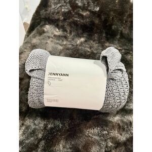Ikea JENNYANN throw blanket designed by Synnöve Mork Grey New